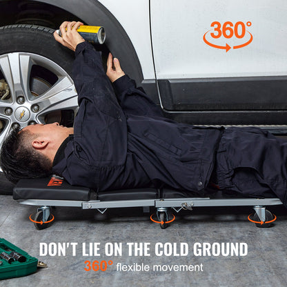 Z-Creeper Sitz, 2-in-1 Roll- und Klapp-Werkstattliege/Hocker, Tragkraft 136 kg, flache Werkstattliege mit 6 Rollen für Garage, Werkstatt, Autoreparatur, zum Liegen oder Sitzen, Schwarz