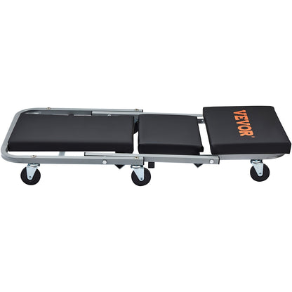 Z-Creeper Sitz, 2-in-1 Roll- und Klapp-Werkstattliege/Hocker, Tragkraft 136 kg, flache Werkstattliege mit 6 Rollen für Garage, Werkstatt, Autoreparatur, zum Liegen oder Sitzen, Schwarz