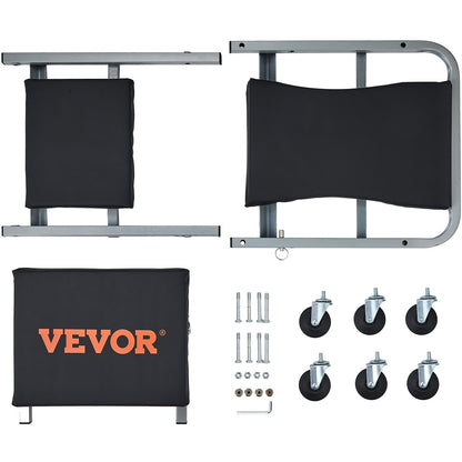 Z-Creeper Sitz, 2-in-1 Roll- und Klapp-Werkstattliege/Hocker, Tragkraft 136 kg, flache Werkstattliege mit 6 Rollen für Garage, Werkstatt, Autoreparatur, zum Liegen oder Sitzen, Schwarz