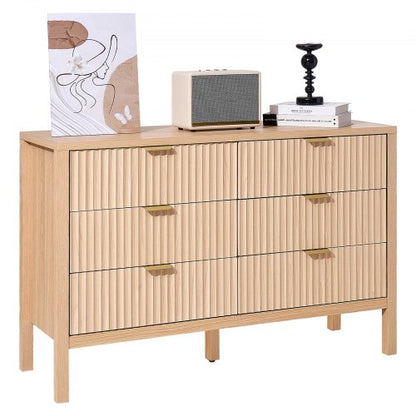 Kommode mit 6 Schubladen, Holzkommode mit Auszugsschienen und Kippsicherung, moderne minimalistische Kommode, Kleiderschrank-Organizer für Wohnzimmer, Flur, Schlafzimmer, Eingangsbereich, helles Holz