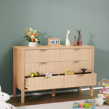 Kommode mit 6 Schubladen, Holzkommode mit Auszugsschienen und Kippsicherung, moderne minimalistische Kommode, Kleiderschrank-Organizer für Wohnzimmer, Flur, Schlafzimmer, Eingangsbereich, helles Holz