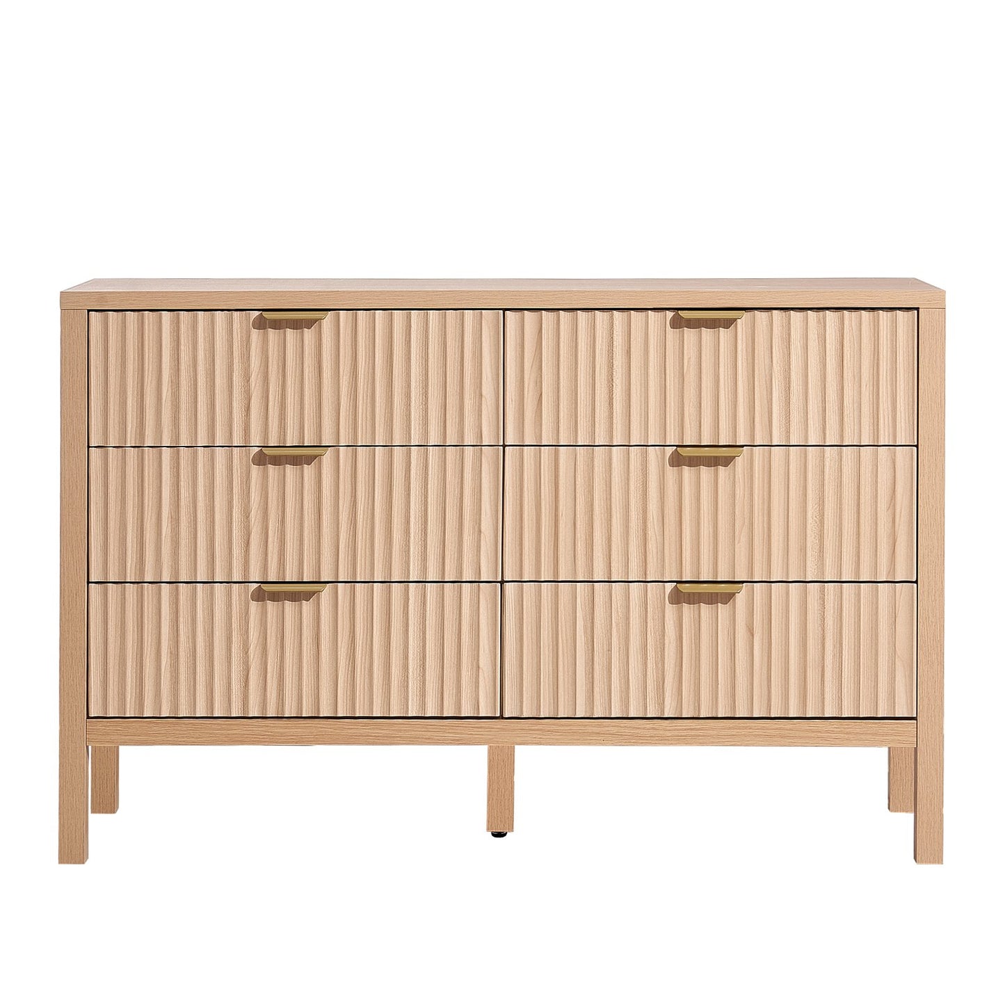Kommode mit 6 Schubladen, Holzkommode mit Auszugsschienen und Kippsicherung, moderne minimalistische Kommode, Kleiderschrank-Organizer für Wohnzimmer, Flur, Schlafzimmer, Eingangsbereich, helles Holz