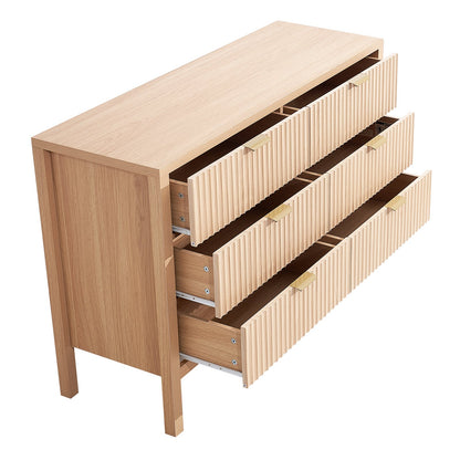 Kommode mit 6 Schubladen, Holzkommode mit Auszugsschienen und Kippsicherung, moderne minimalistische Kommode, Kleiderschrank-Organizer für Wohnzimmer, Flur, Schlafzimmer, Eingangsbereich, helles Holz
