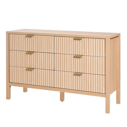 Kommode mit 6 Schubladen, Holzkommode mit Auszugsschienen und Kippsicherung, moderne minimalistische Kommode, Kleiderschrank-Organizer für Wohnzimmer, Flur, Schlafzimmer, Eingangsbereich, helles Holz