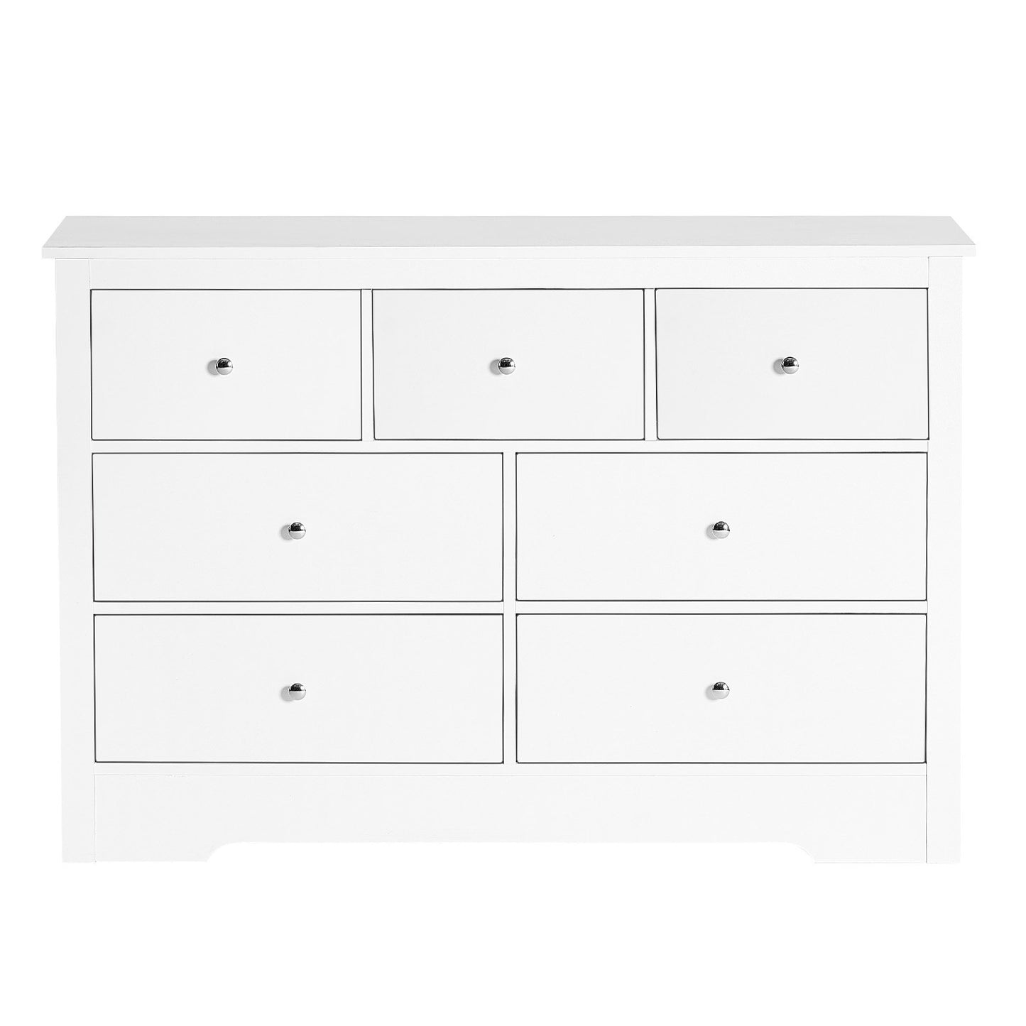 7 Drawer Dresser, Wooden Chest of Drawers with Sliding with Anti-tip Device, Modern Minimalist Dresser Chest, Closet Storage Organizer for Living Room, Hallway, Bedroom, Entryway, Light Wood
