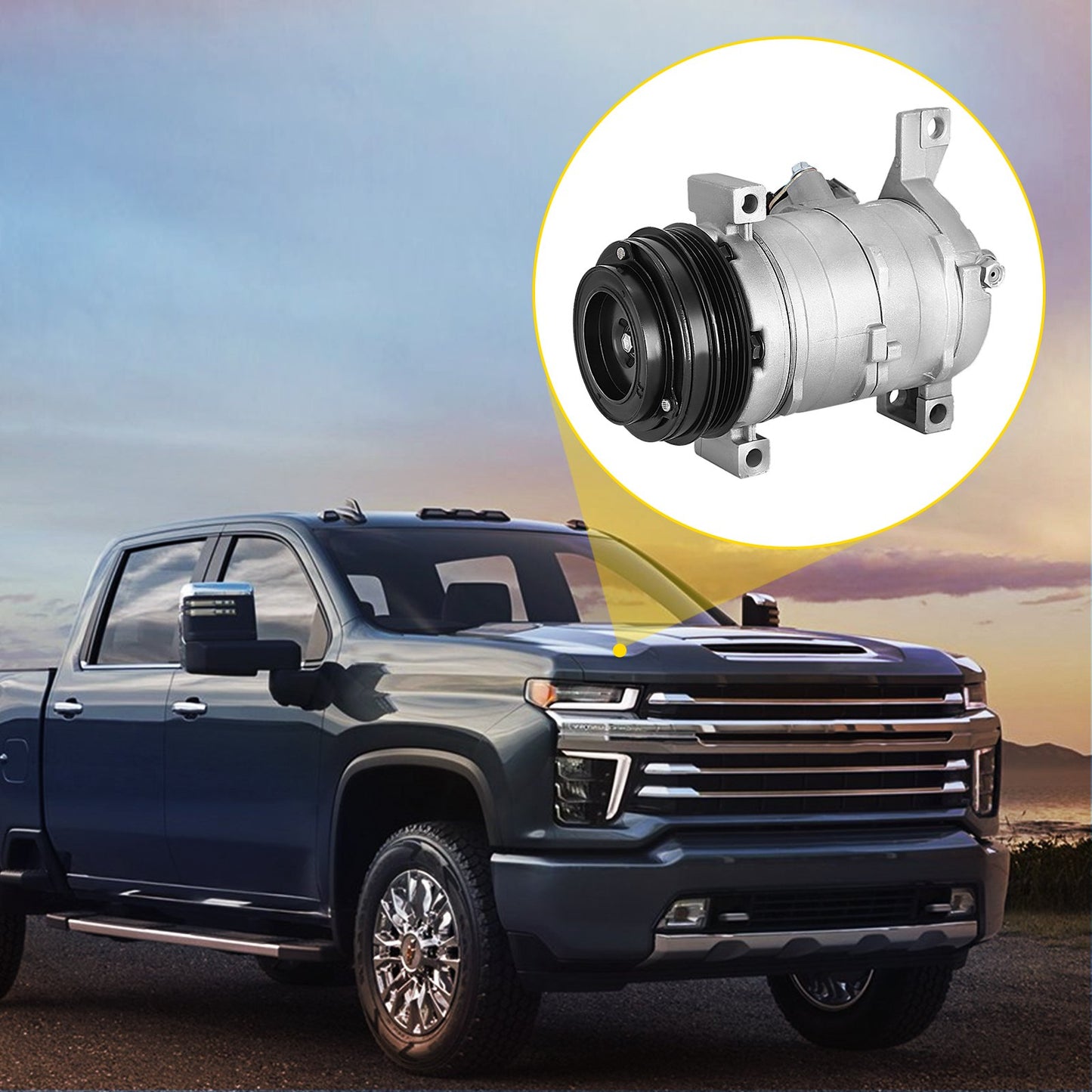 AC Compressor 78363 Front Air Conditioning Compressor A/C Compressor for 2000-2014 Cadillac Chevy GMC Hummer 4.8L 5.3L 5.7L 6.0L 6.2L 8.1 (For 2000-2014 Chevy)