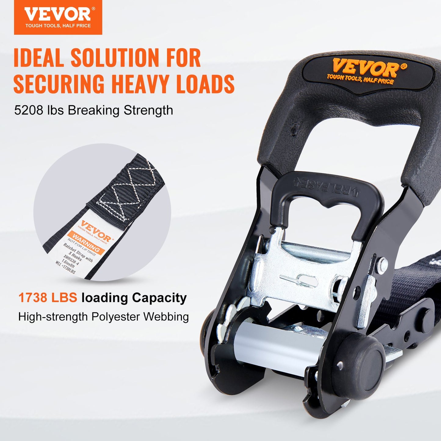 Ratschen-Spanngurte (4er-Pack), max. Bruchlast 2360 kg, inklusive 4 Premium-Ratschen-Spanngurte (4 cm x 2,4 m) mit gepolsterten Griffen, zum Sichern von Ladung, Haushaltsgeräten, Gartengeräten und Motorrädern beim Umzug.