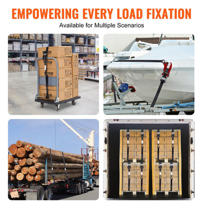 Ratschen-Spanngurte (4er-Pack), max. Bruchlast 2360 kg, inklusive 4 Premium-Ratschen-Spanngurte (4 cm x 2,4 m) mit gepolsterten Griffen, zum Sichern von Ladung, Haushaltsgeräten, Gartengeräten und Motorrädern beim Umzug.