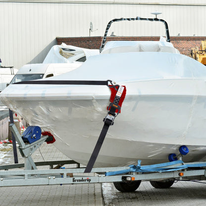 Ratschen-Spanngurte (4er-Pack), max. Bruchlast 2360 kg, inklusive 4 Premium-Ratschen-Spanngurte (4 cm x 2,4 m) mit gepolsterten Griffen, zum Sichern von Ladung, Haushaltsgeräten, Gartengeräten und Motorrädern beim Umzug.