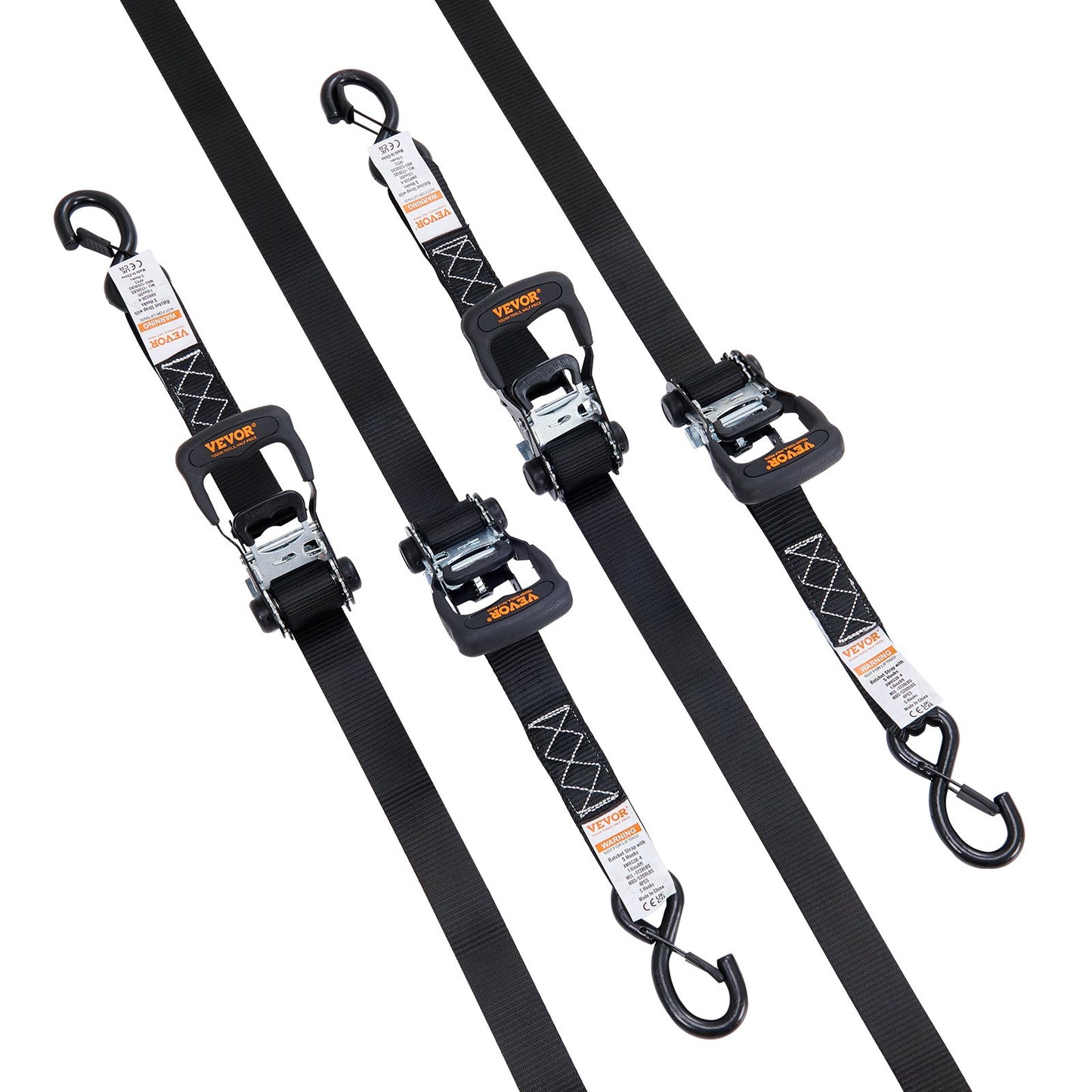 Ratschen-Spanngurte (4er-Pack), max. Bruchlast 2360 kg, inklusive 4 Premium-Ratschen-Spanngurte (4 cm x 2,4 m) mit gepolsterten Griffen, zum Sichern von Ladung, Haushaltsgeräten, Gartengeräten und Motorrädern beim Umzug.