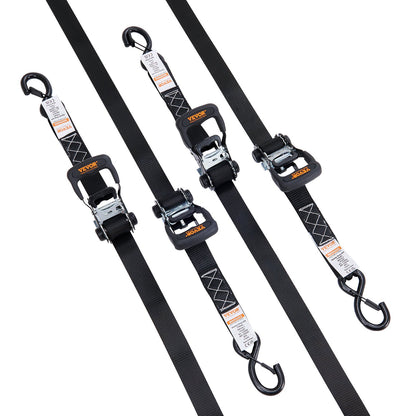 Ratschen-Spanngurte (4er-Pack), max. Bruchlast 2360 kg, inklusive 4 Premium-Ratschen-Spanngurte (4 cm x 2,4 m) mit gepolsterten Griffen, zum Sichern von Ladung, Haushaltsgeräten, Gartengeräten und Motorrädern beim Umzug.