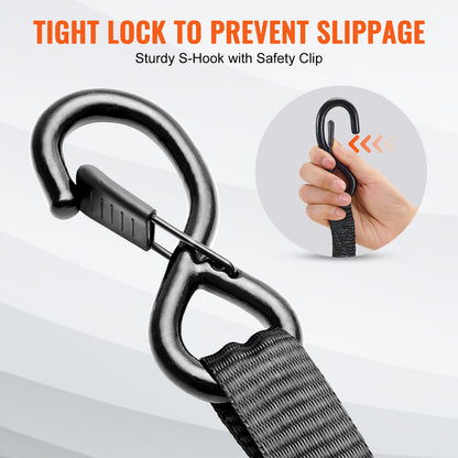 Ratschengurte (4er-Pack), max. Bruchlast 1000 kg, inklusive 4 hochwertiger 2,5 cm x 4,5 m Ratschengurte mit gepolsterten Griffen, zum Sichern von Ladung, Haushaltsgeräten, Gartengeräten und Motorrädern beim Umzug.