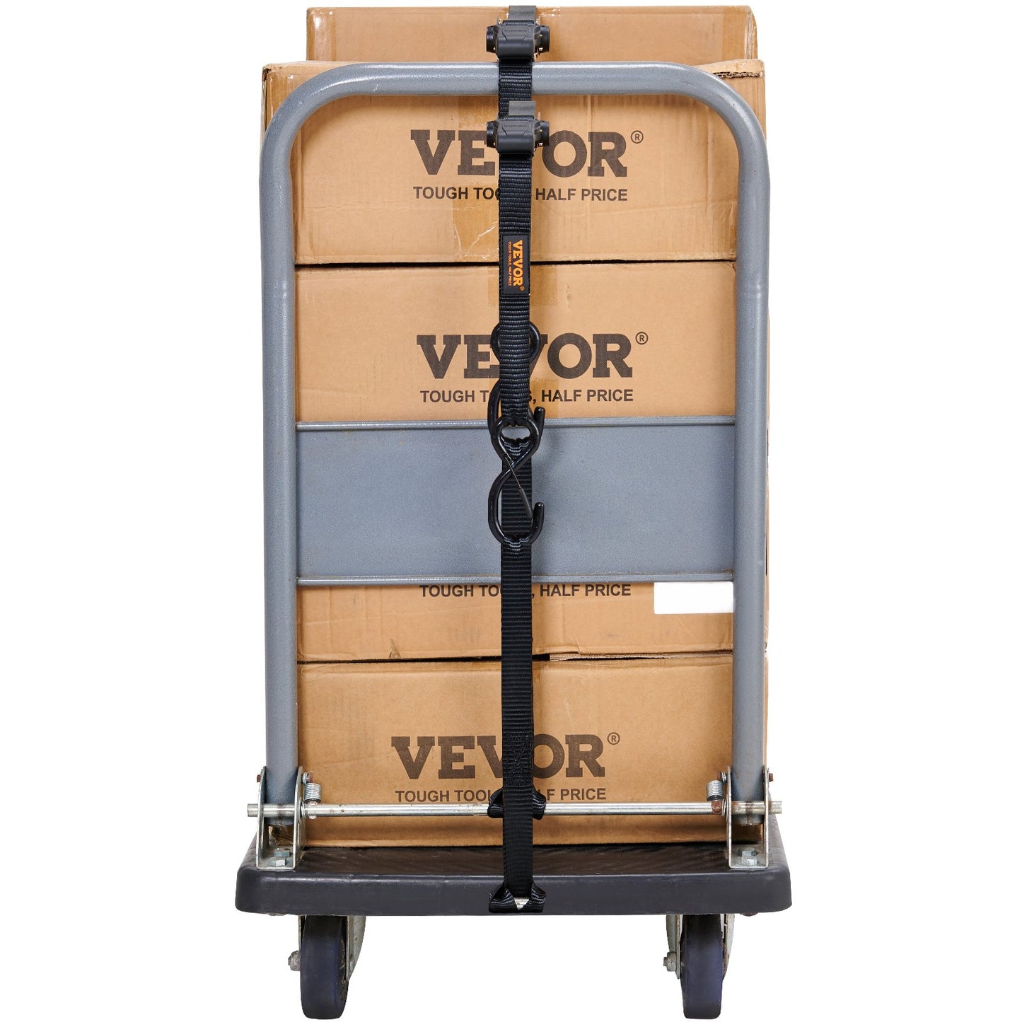 Ratschengurte (4er-Pack), max. Bruchlast 1000 kg, inklusive 4 hochwertiger 2,5 cm x 4,5 m Ratschengurte mit gepolsterten Griffen, zum Sichern von Ladung, Haushaltsgeräten, Gartengeräten und Motorrädern beim Umzug.