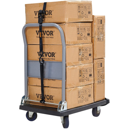 Ratschengurte (4er-Pack), max. Bruchlast 1000 kg, inklusive 4 hochwertiger 2,5 cm x 4,5 m Ratschengurte mit gepolsterten Griffen, zum Sichern von Ladung, Haushaltsgeräten, Gartengeräten und Motorrädern beim Umzug.