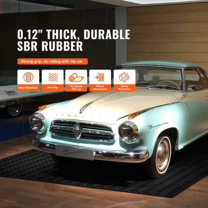 Diamond-Plate Rubber Flooring Roll, 3 mm x 4 ft x 6 ft Garage Floor Mat, SBR Rubber Garage Flooring Roll, Easy to Clean, Diamond Plate Rubber Mat for Under Cars, Garage Industry Gym, Black