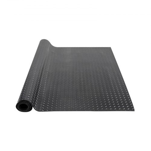 Diamond-Plate Rubber Flooring Roll, 3 mm x 4 ft x 8 ft Garage Floor Mat, SBR Rubber Garage Flooring Roll, Easy to Clean, Diamond Plate Rubber Mat for Under Cars, Garage Industry Gym, Black