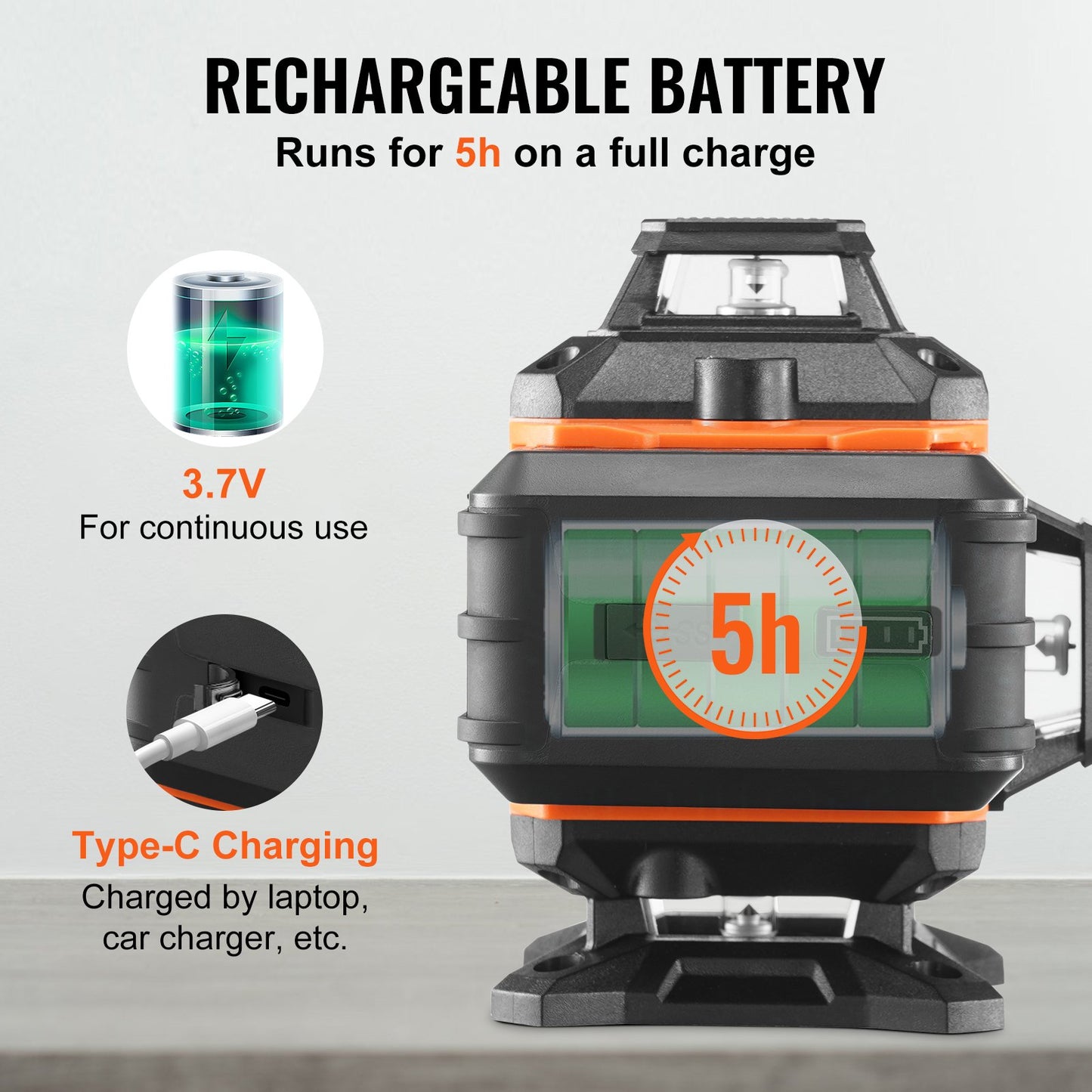 Laser-Nivelliergerät 3048 cm, grüne Kreuzlinie, selbstnivellierend, hohe Messgenauigkeit