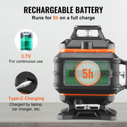 Laser-Nivelliergerät 3048 cm, grüne Kreuzlinie, selbstnivellierend, hohe Messgenauigkeit