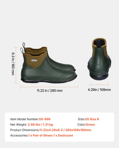 Damen-Deckstiefel, wasserdichte Angelstiefel, rutschfeste Gummistiefel für den Knöchel, isolierte Gartenstiefel, Neopren, leicht und strapazierfähig, für Produktion und Landwirtschaft, Größe 8 US