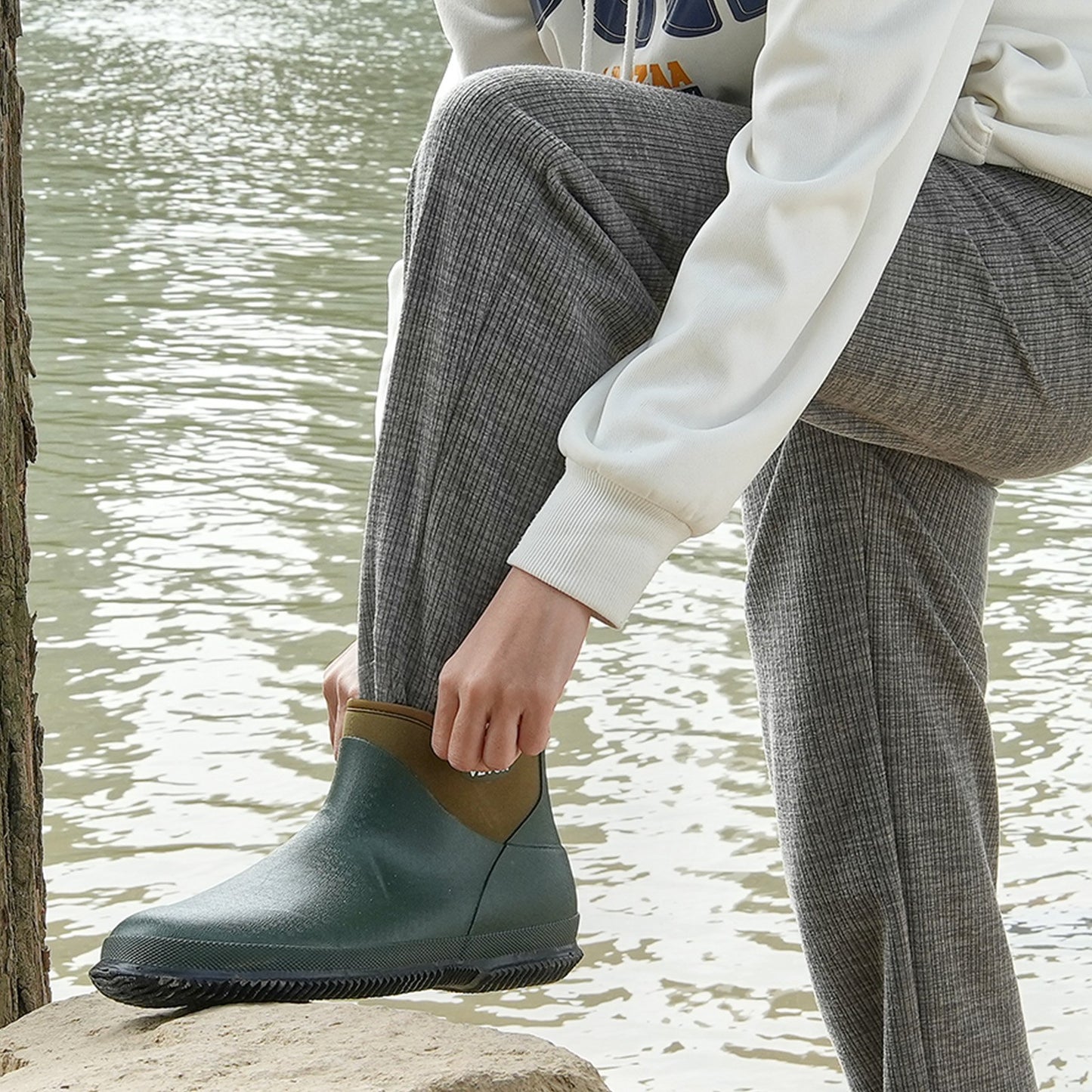 Damen-Deckstiefel, wasserdichte Angelstiefel, rutschfeste Gummistiefel für den Knöchel, isolierte Gartenstiefel, Neopren, leicht und strapazierfähig, für Produktion und Landwirtschaft, Größe 8 US