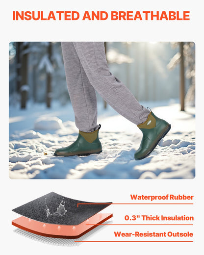 Damen-Deckstiefel, wasserdichte Angelstiefel, rutschfeste Gummistiefel für den Knöchel, isolierte Gartenstiefel, Neopren, leicht und strapazierfähig, für Produktion und Landwirtschaft, Größe 10 US