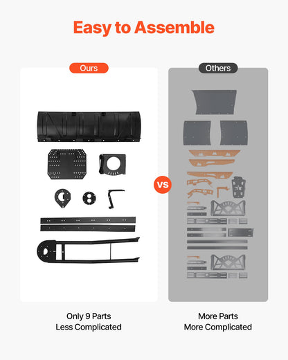 Schneepflug-Set, 1524 mm Universal-Schneepflugaufsatz, höhen- und links-rechts verstellbar, schnell abnehmbar, Stahl-Schürfschild für ATVs, 3 Montageoptionen, effiziente Schneeräumung, für die meisten ATVs und UTVs