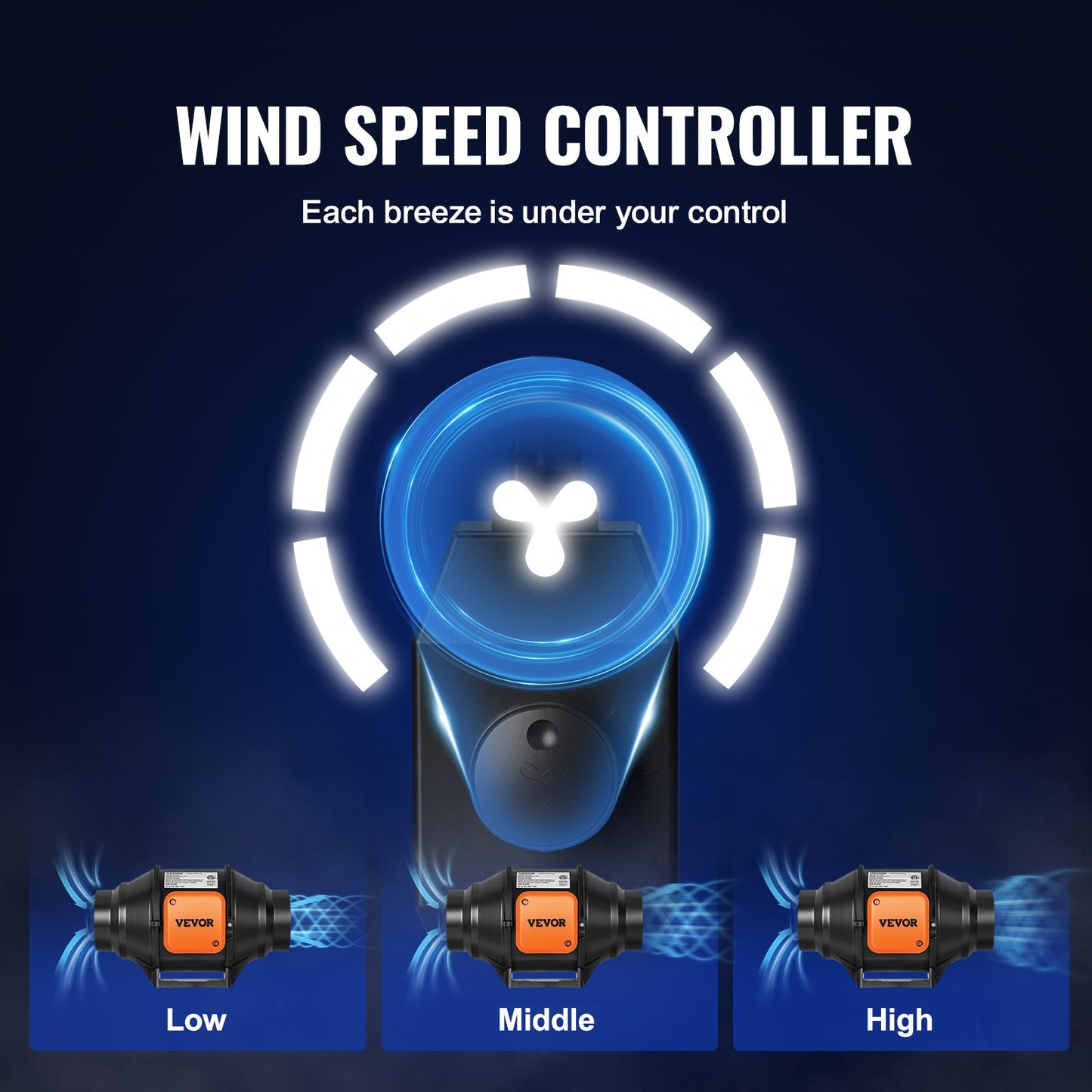 Inline-Rohrventilator, 102 mm, 129,7 CFM mit Drehzahlregler, leiser Wechselstrommotor, Abluftventilator für Kühlverstärker, Growzelte, Hydrokultur
