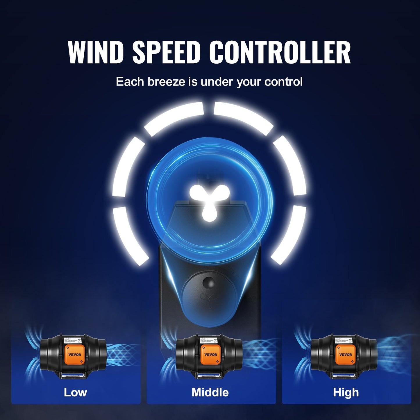 Inline-Rohrventilator, 152,4 mm, 323,7 CFM mit Drehzahlregler, leiser Wechselstrommotor, Abluftventilator für Kühlverstärker, Growzelte, Hydrokultur