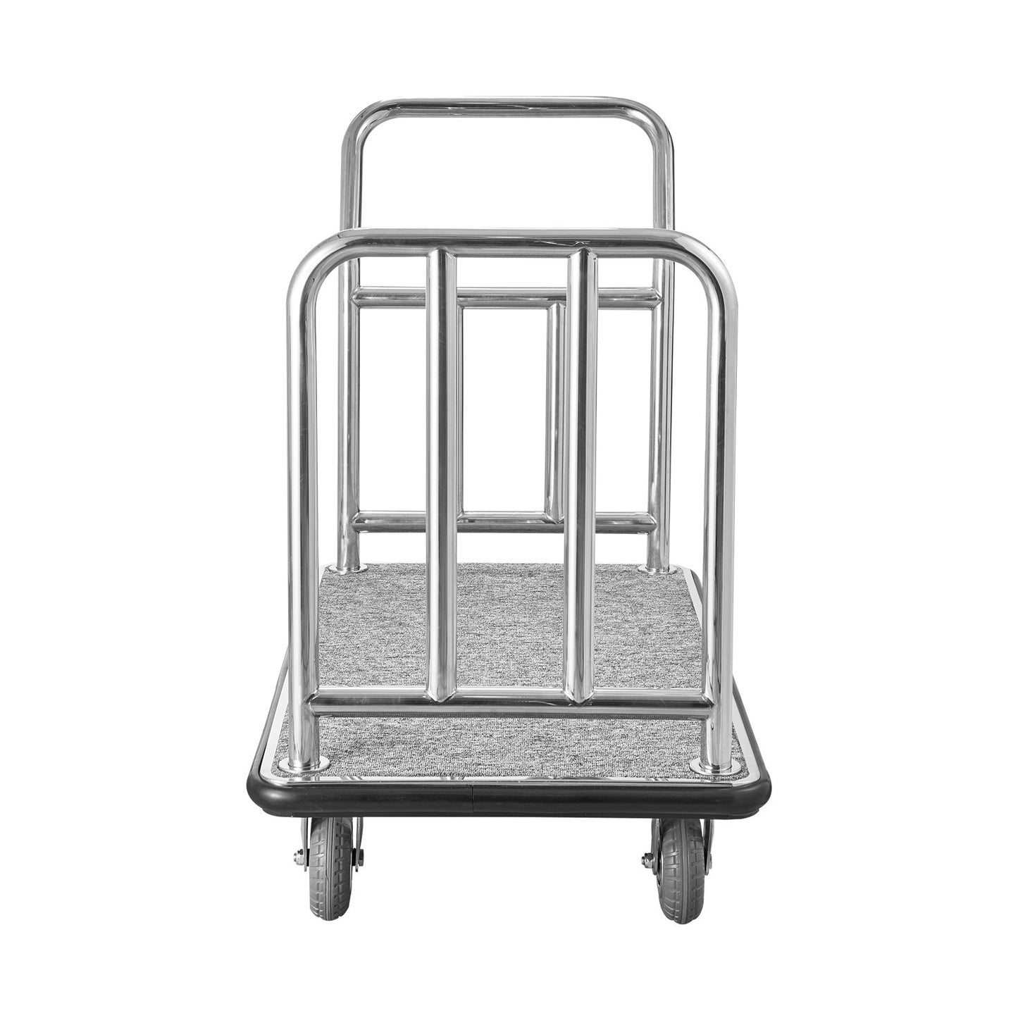 Hotel Luggage Cart, 750 LBS Load Capacity, Deluxe Platform Truck with Removable Front Frame, Valet Cart with Grey Carpeted Deck and 6-inch Rubber Wheels, Ideal for Hotels, Condos, Resorts
