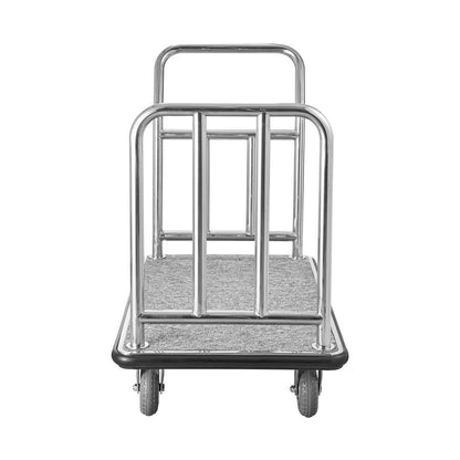 Hotel Luggage Cart, 750 LBS Load Capacity, Deluxe Platform Truck with Removable Front Frame, Valet Cart with Grey Carpeted Deck and 6-inch Rubber Wheels, Ideal for Hotels, Condos, Resorts