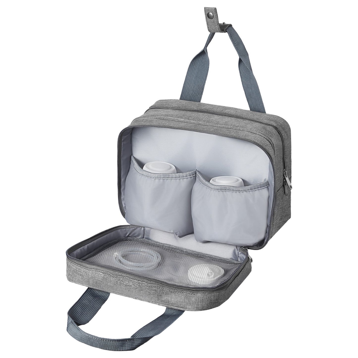 Tragbare Milchpumpentasche mit Kühlakku, passend für M5/M6, Abpumpzubehör und Muttermilchaufbewahrung, ideal für Arbeit, Reisen und Familie, Grau