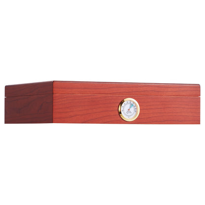 Cigar Humidor, Glass Top Cigar Humidor Box, Handmade Spanish Cedar Wood Cigar Desktop Box, Cigar Storage Case with Humidifier, Hygrometer and Divider, 10-25 Cigars, Great Gift for Men