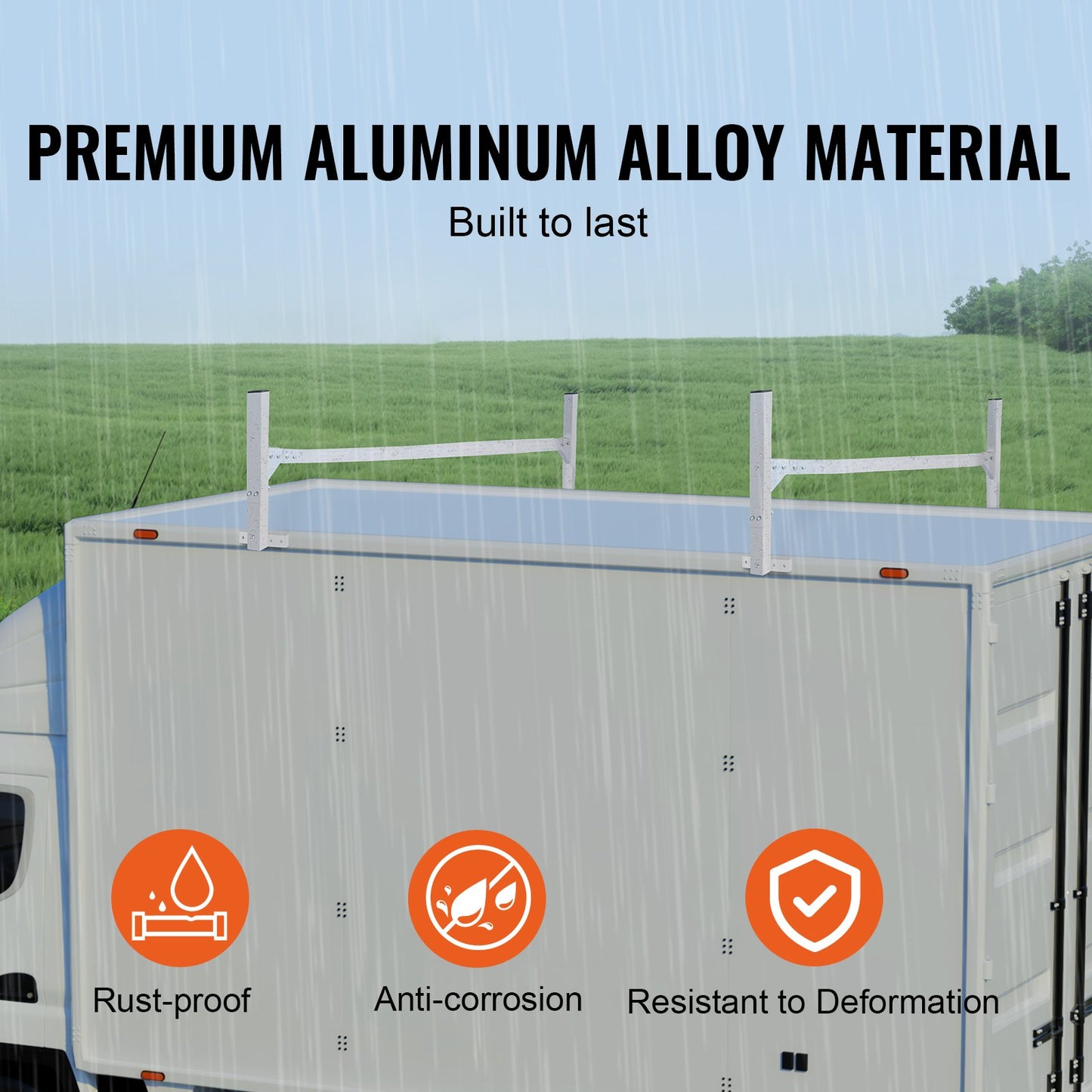 Dachleitergestell für Transporter, 2-Querträger aus Aluminiumlegierung, Tragkraft 181 kg, mit Regenrinne, verstellbare Länge 1300–2060 mm, geeignet für Transporter, Pritschenwagen und Anhänger