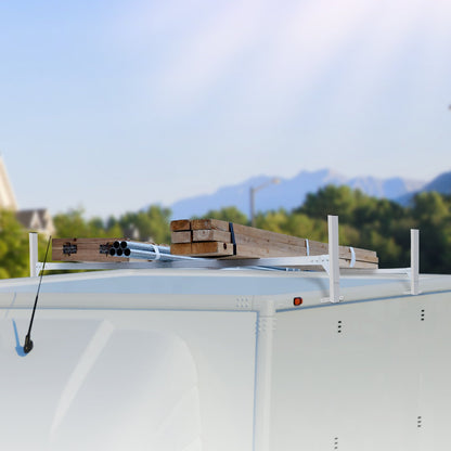 Dachleitergestell für Transporter, 2-Querträger aus Aluminiumlegierung, Tragkraft 181 kg, mit Regenrinne, verstellbare Länge 1300–2060 mm, geeignet für Transporter, Pritschenwagen und Anhänger