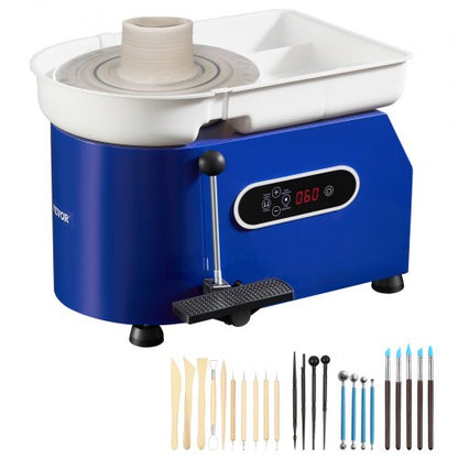 Töpferscheibe 27,9 cm, Keramikscheibe mit Fußpedal, Modellierwerkzeug, Schürze, 450 W