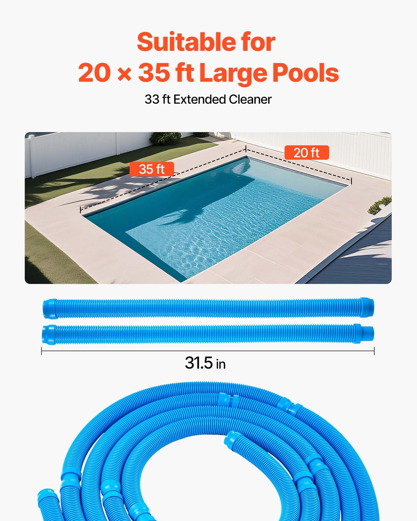 Automatischer Poolreiniger mit Saugfunktion, Saug-Seitenreiniger, Poolkehrer mit 12 Schläuchen, für eingelassene und Aufstellpools bis zu 609,6 x 1066,8 cm