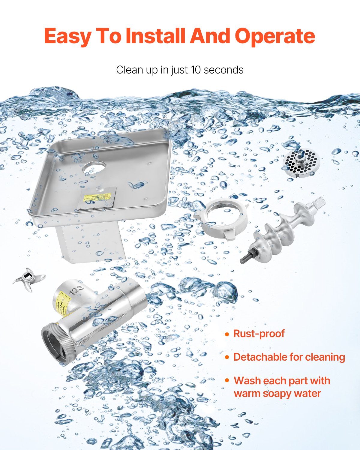 Fleischwolf, 5 kg/min elektrischer Fleischwolf, Schneidemaschine, Wurstfüller mit Messer, Lochscheibe, Wurstmaschine, gewerblicher Fleischwolf aus Edelstahl zum Schneiden, Zerkleinern und Würfeln, für die Gastronomie