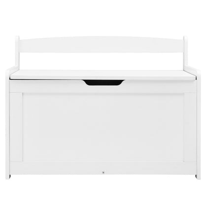 Wooden Toy Chest for Kids, Toddler Toy Storage Box with Flip-Top Lid and Safety Hinge, 32.68 x 17.91 x 24.02" Large Kids Storage Bench for Playroom, Bedroom, Living Room or Entryway, White