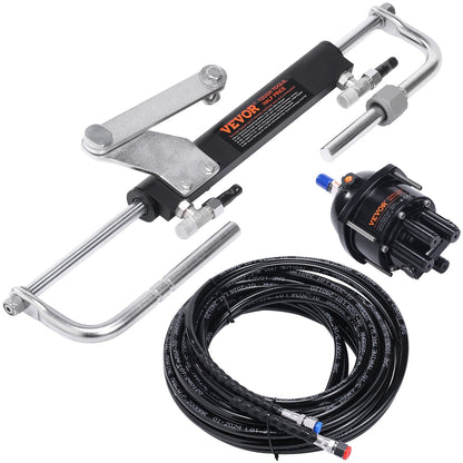 Hydraulic Outboard Steering Kit, Marine Boat Hydraulic Steering System, with Helm Pump Two-Way Lock Cylinder and 6 m Hydraulic Steering Hose, for Single Station Single-Engine Boats