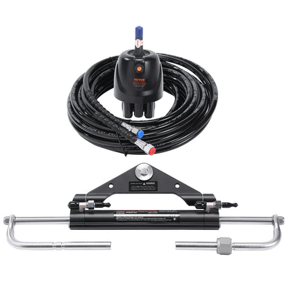 Hydraulic Outboard Steering Kit, 150HP, Marine Boat Hydraulic Steering System, with Helm Pump Two-Way Lock Cylinder and 731.5 cm Hydraulic Steering Hose, for Single Station Single-Engine Boats