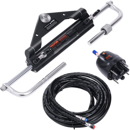 Hydraulic Outboard Steering Kit, 150HP, Marine Boat Hydraulic Steering System, with Helm Pump Two-Way Lock Cylinder and 731.5 cm Hydraulic Steering Hose, for Single Station Single-Engine Boats