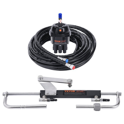 Hydraulic Outboard Steering Kit, 90HP, Marine Boat Hydraulic Steering System, with Helm Pump Two-Way Lock Cylinder and 731.5 cm Hydraulic Steering Hose, for Single Station Single-Engine Boats