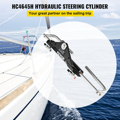 Hydraulic Steering Cylinder HC4645H Front Mount Hydraulic Outboard Marine Steering Cylinder Suit for Up to 150HP Boats Steering,hydraulic steering