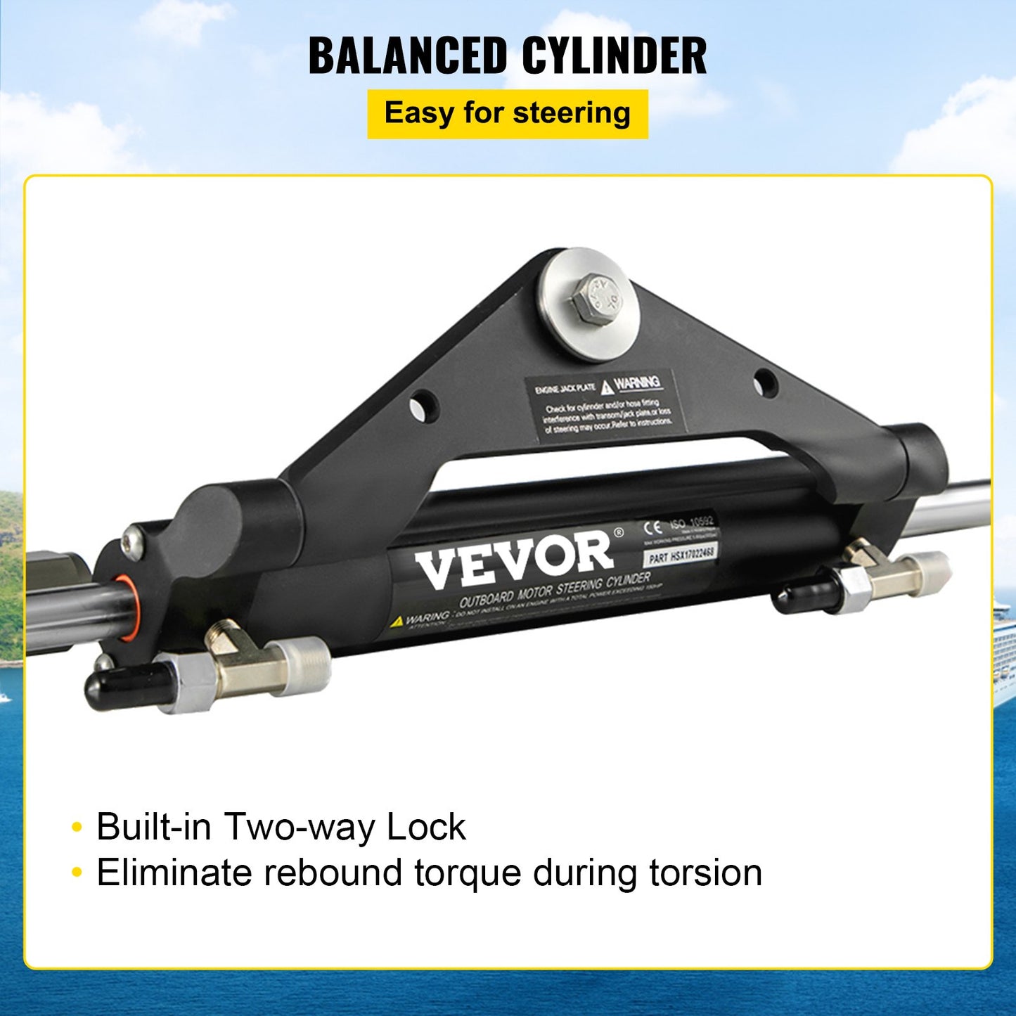 Hydraulic Steering Cylinder HC4645H Front Mount Hydraulic Outboard Marine Steering Cylinder Suit for Up to 150HP Boats Steering,hydraulic steering