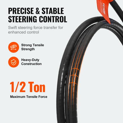 Boat Steering Cable, 17 Feet Outboard Marine Rotary Steering Cable, 1/2 Ton High Tensile Strength, Steel Steering Wheel Cable Compatible with Most Single-Station Outboard Steering Systems