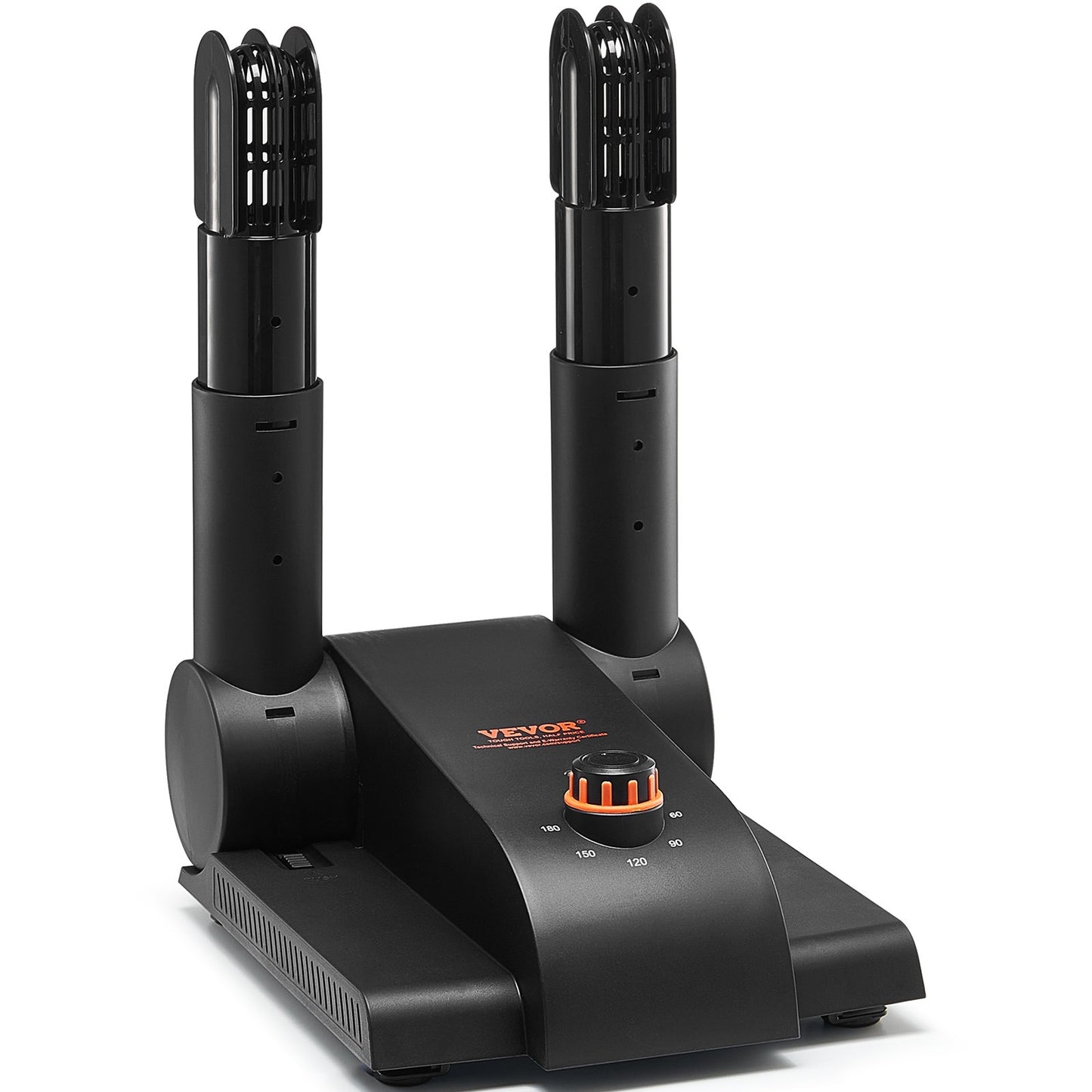 180° Foldable 2 Tubes Shoe Dryer, Portable Boot Dryer with Timer, Boot Warmers/Dryer with Heat Blower & PP(V0 Flame Retardant) for Snow Boots, Leather Shoes, Canvas Shoes, Socks, Black & Orange