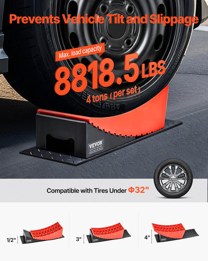 Camper Levelers, 2 Pcs RV Leveling Blocks, up to 8818.5lbs Camper Wheel Chocks, Max. 4" Leveling Height Heavy Duty Curved Levelers, RV Camper Leveler Kit with Anti-Slip Mat Carrying Bag Level