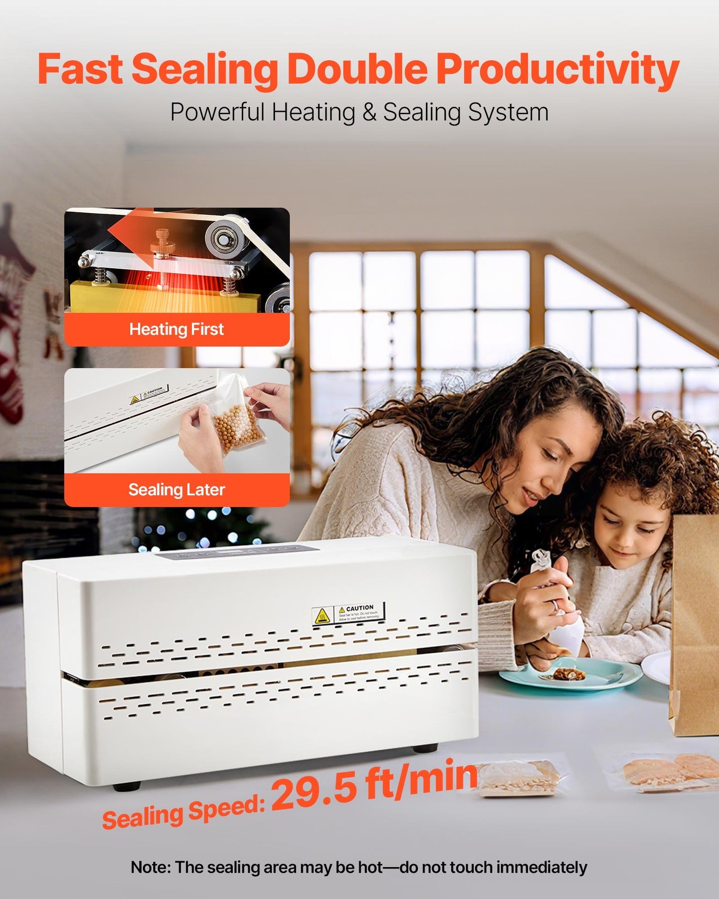 Kontinuierliche Siegelmaschine, 8–12 mm Siegelbreite, automatisches Bandsiegelgerät mit digitaler Temperaturregelung, automatischer Abschaltung, Heißsiegelmaschine für 0,06–0,2 mm dicke Plastikbeutel