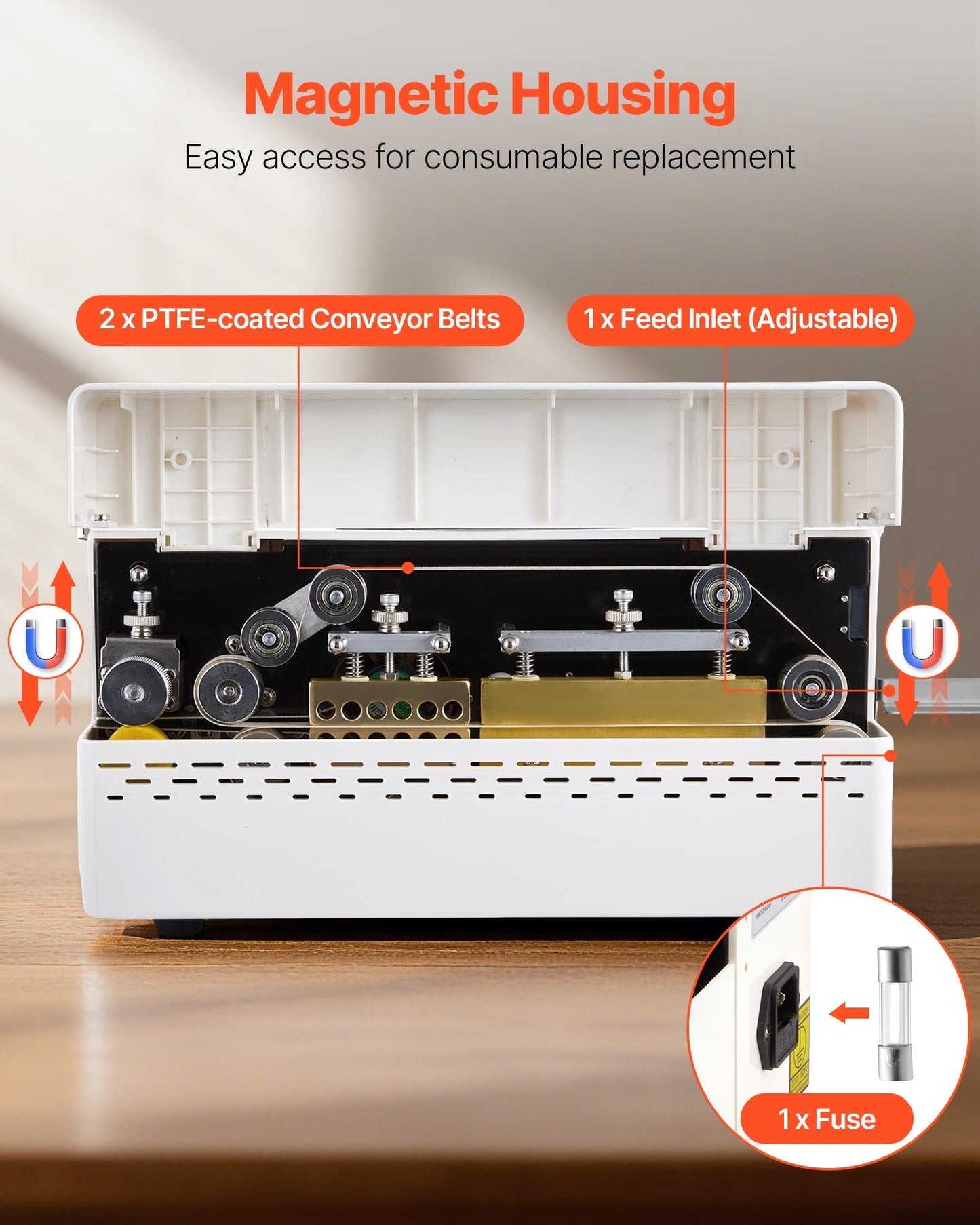 Kontinuierliche Siegelmaschine, 8–12 mm Siegelbreite, automatisches Bandsiegelgerät mit digitaler Temperaturregelung, automatischer Abschaltung, Heißsiegelmaschine für 0,06–0,2 mm dicke Plastikbeutel