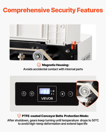 Kontinuierliche Siegelmaschine, 8–12 mm Siegelbreite, automatisches Bandsiegelgerät mit digitaler Temperaturregelung, automatischer Abschaltung, Heißsiegelmaschine für 0,06–0,2 mm dicke Plastikbeutel